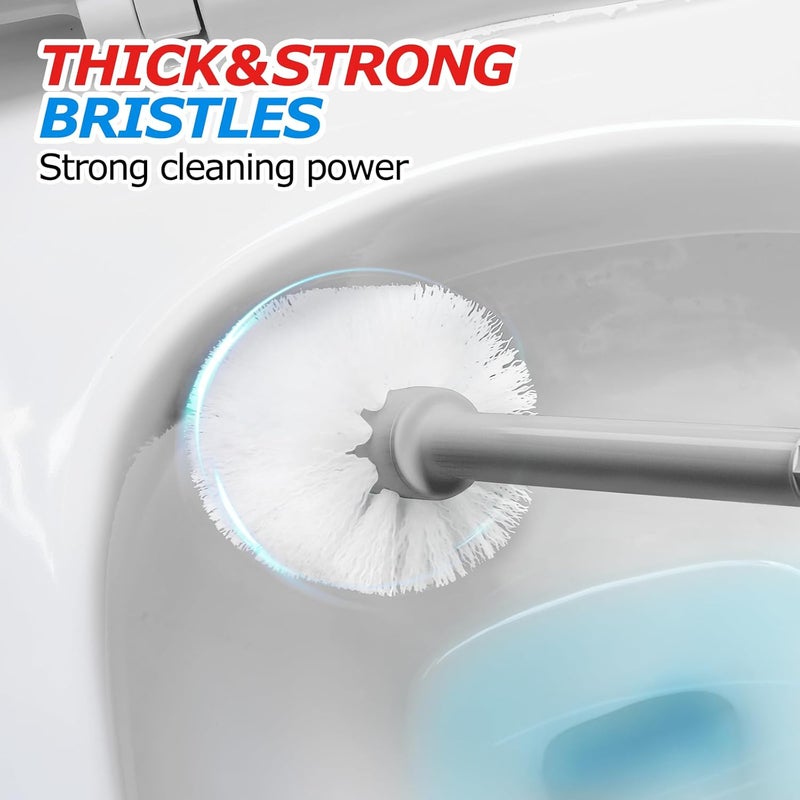 FORASTO 2Pack 2 in 1 Toilet Brush and Plunger Set, Extended Handle Plunger，Toilet Bowl Brush Plunger Set,Bathroom Cleaning Tools ，Toilet Brush Plunger Combo，Cleaning Brush，Cleaning Supplies（Dark Grey） - Image 5